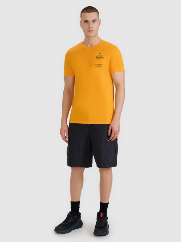 4F T-shirt regular z nadrukiem męski - pomarańczowy