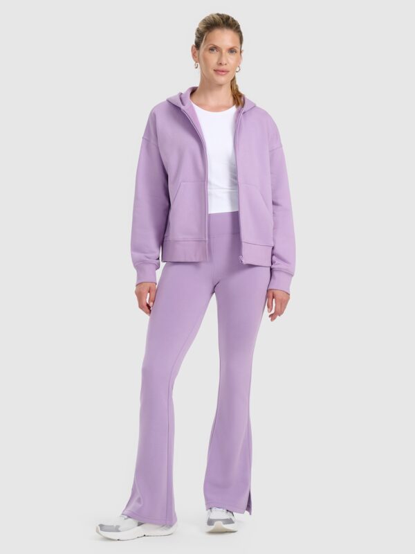 4F Bluza dresowa rozpinana z kapturem damska - fioletowa