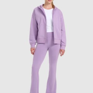 4F Bluza dresowa rozpinana z kapturem damska - fioletowa