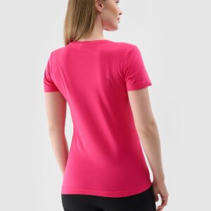 7359a7a508897370bb224e3e1d2feb91118c1ae1 4F T-shirt slim z nadrukiem damski - różowy