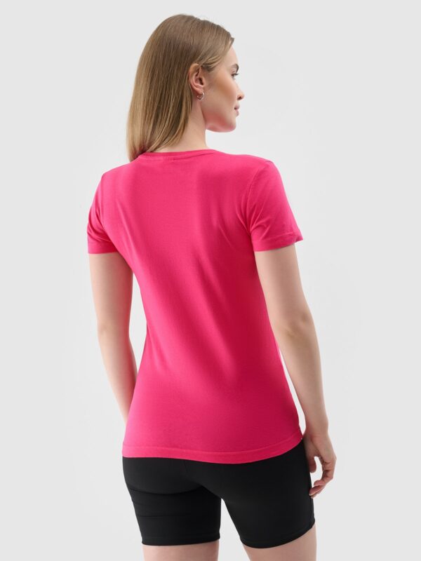 4F T-shirt slim z nadrukiem damski - różowy