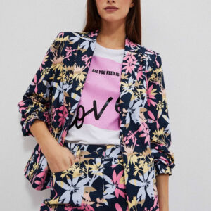 Jednorzędowa marynarka z roślinnym printe