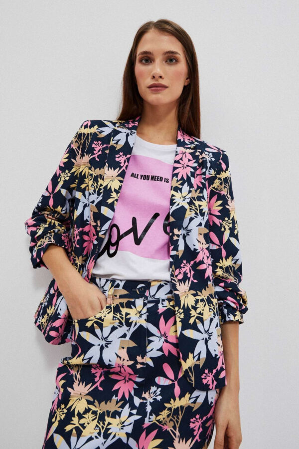 Jednorzędowa marynarka z roślinnym printe