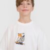 4F T-shirt oversize z nadrukiem chłopięcy - biały 146 (10-11 lat)