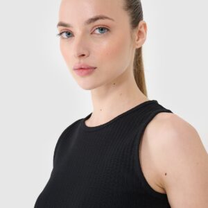 4F Crop top dzianinowy damski - czarny