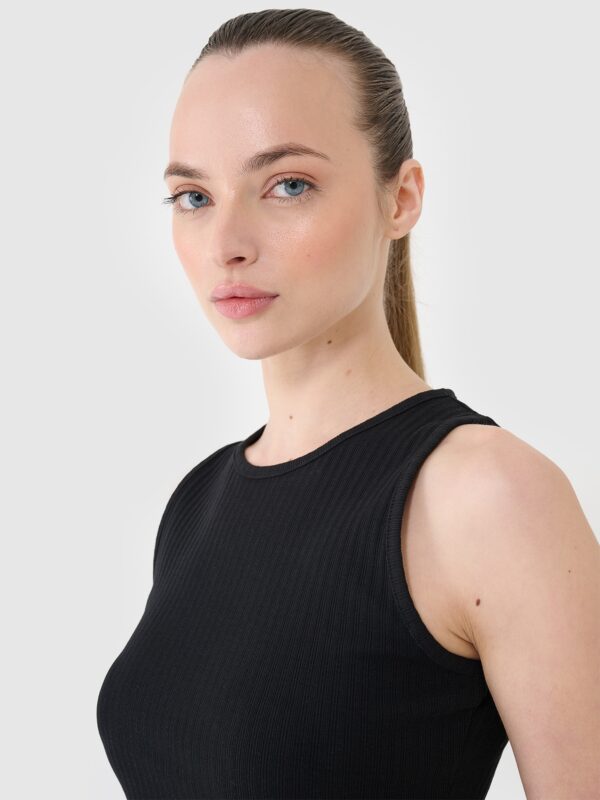 4F Crop top dzianinowy damski - czarny