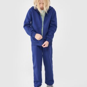 4F Bluza dresowa rozpinana z kapturem chłopięca - niebieska 158 (12-13 lat)