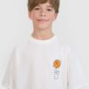 4F T-shirt oversize z nadrukiem chłopięcy - biały 128 (7-8 lat)