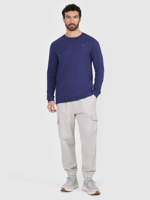 75a2a70252483dd78811042615ab967d124c247f 4F Longsleeve regular gładki męski - granatowy
