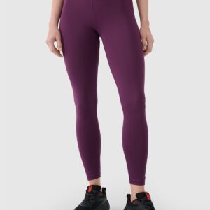 4F Legginsy treningowe z wysokim stanem damskie - fioletowy