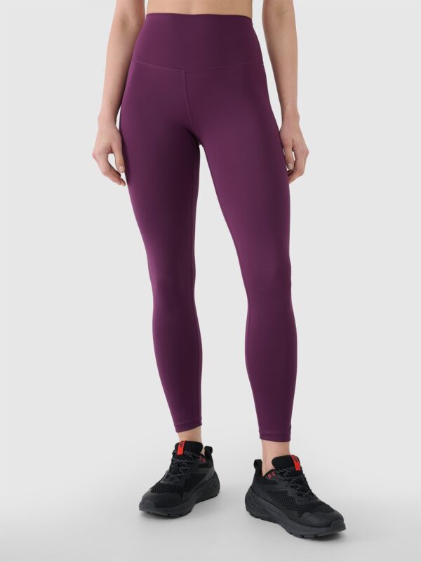 4F Legginsy treningowe z wysokim stanem damskie - fioletowy