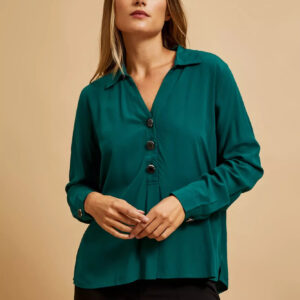 75fdf263247a2822424751201a96f36326c01b9f Koszula z dekoltem w serek szmaragdowa