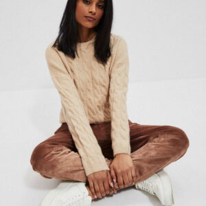 Sweter z ozdobnym splotem beżowy