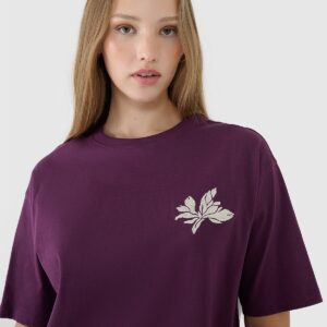 4F T-shirt oversize z nadrukiem damski - fioletowy