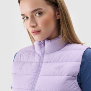 4F Bezrękawnik puchowy pikowany ze stójką damski - fioletowy