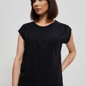 Bawełniana bluzka z krótkim rękawkiem czarna