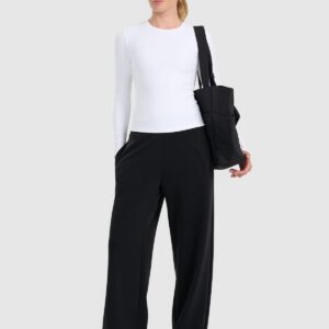 4F Longsleeve slim z prążkowanej dzianiny damski - biały