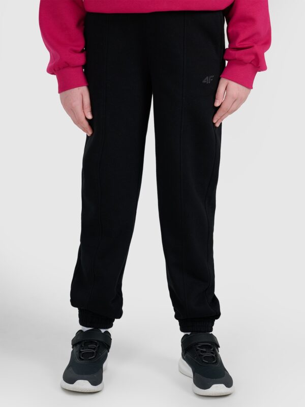 4F Spodnie dresowe joggery dziewczęce - czarne 128 (7-8 lat)