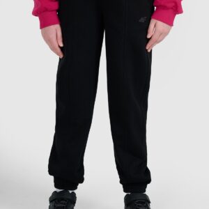 4F Spodnie dresowe joggery dziewczęce - czarne 128 (7-8 lat)