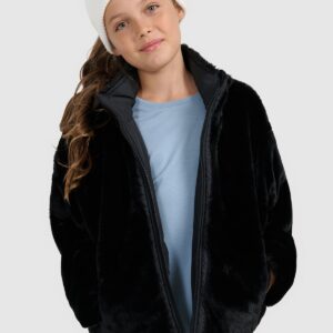 4F Dwustronna kurtka puchowa z wypełnieniem syntetycznym dziewczęca - czarny 164 (13-14 lat)