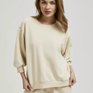 7795e322a72482221ef38589cab2a622d8e3d5ac Gładka bluza z rękawami 3/4 beżowa