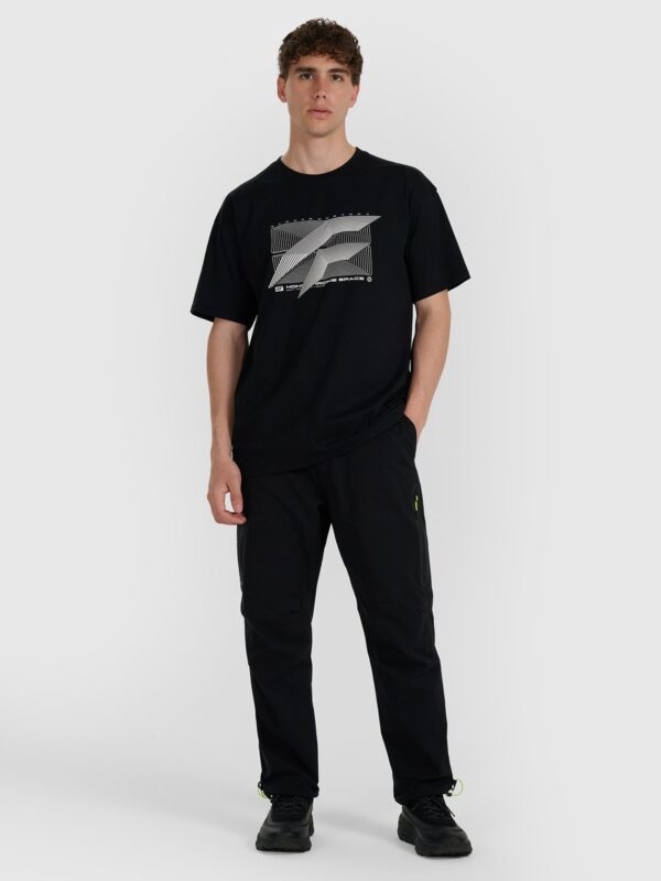 4F T-shirt regular z nadrukiem męski - czarny