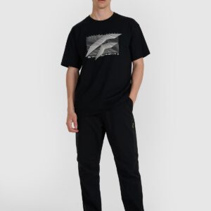 4F T-shirt regular z nadrukiem męski - czarny