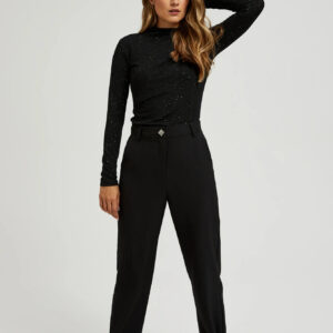 Gładkie spodnie z nogawkami w kant czarne