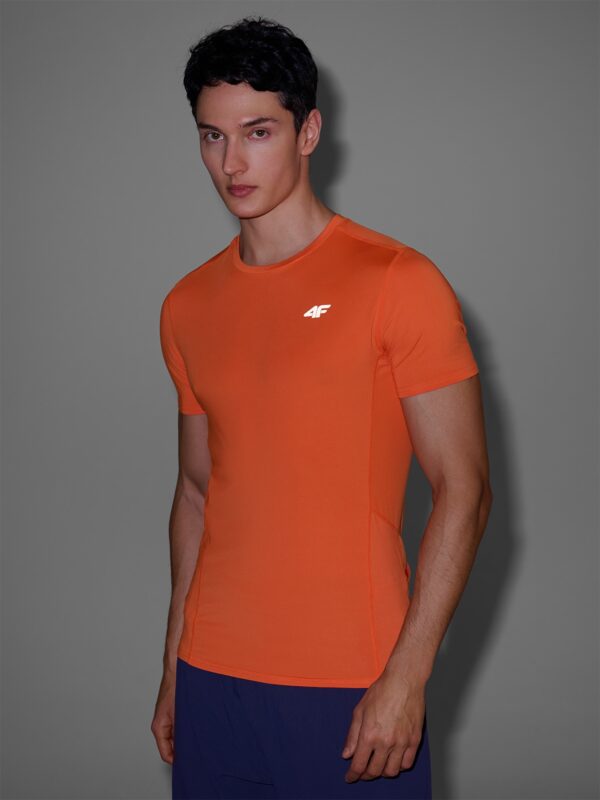 7846e1c7377efd4661909715d6c27b5c3eda3be1 4F Koszulka do biegania slim szybkoschnąca męska - pomarańczowa