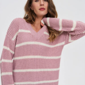 78a8df1e286e235dbf10a58770b4db8494260ceb Sweter w paski różowy