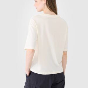 4F T-shirt oversize z nadrukiem damski - biały