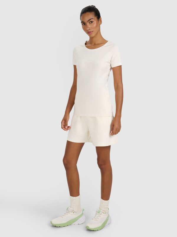 78c54aff80be8a6bee46bab7ec802cf2d684f0e1 4F T-shirt slim z nadrukiem damski - biały