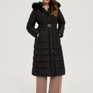 Długa kurtka z kapturem czarna