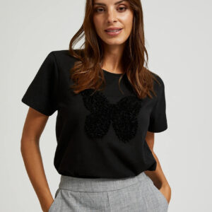79463d2779c8e679f7187ec25cb05ff5f57fa33a Bawełniany t-shirt z aplikacją czarny
