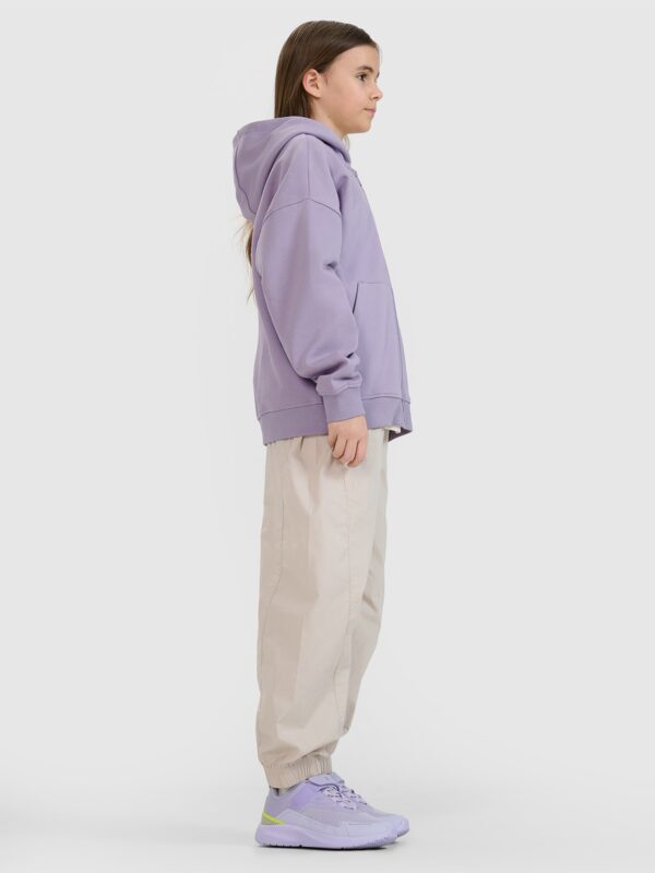 4F Spodnie casual joggery z szerokimi nogawkami dziewczęce - beżowe 128 (7-8 lat)