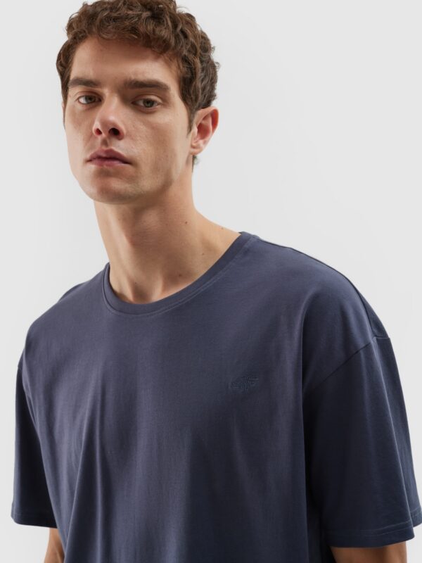 4F T-shirt oversize gładki uniseks - granatowy