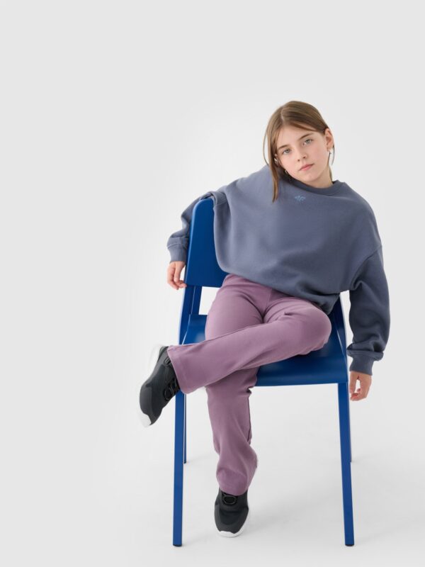 4F Bluza dresowa nierozpinana bez kaptura dziewczęca - niebieska 152 (11-12 lat)