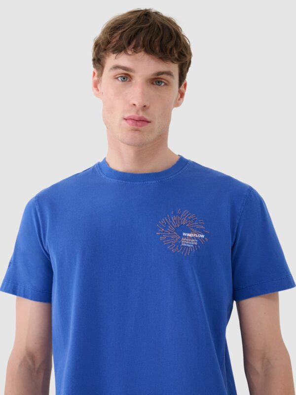 4F T-shirt regular z nadrukiem męski - niebieski