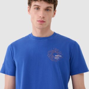 7a7694017c79b362fa257156b240147a87a9e3d2 4F T-shirt regular z nadrukiem męski - niebieski