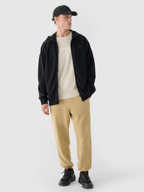 4F T-shirt regular z nadrukiem męski - beżowy