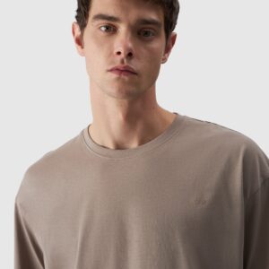 4F T-shirt oversize gładki uniseks - brązowy