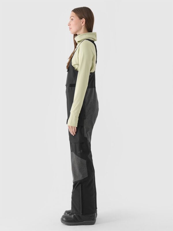 4F Spodnie snowboardowe z szelkami membrana 10000 damskie - czarne