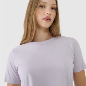 4F T-shirt regular gładki damski - fioletowy