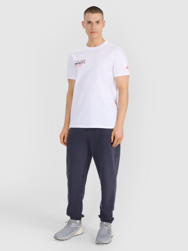 4F T-shirt regular z nadrukiem męski - biały