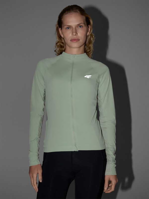 4F Longsleeve rowerowy rozpinany damski - turkusowy