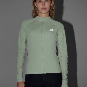 4F Longsleeve rowerowy rozpinany damski - turkusowy