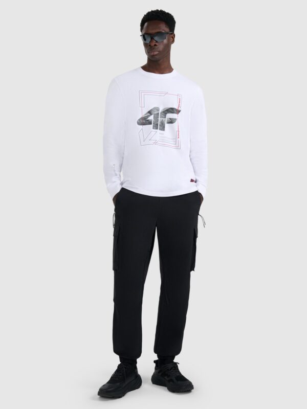 4F Longsleeve regular z nadrukiem męski - biały