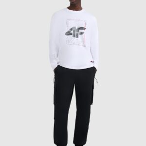 4F Longsleeve regular z nadrukiem męski - biały
