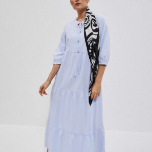 Sukienka maxi z wiązaniem na dekolcie błękitna