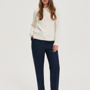 7d06a7dd0d49ac425194cc25706b7108fc72337e Spodnie z prostymi nogawkami w kant granatowe